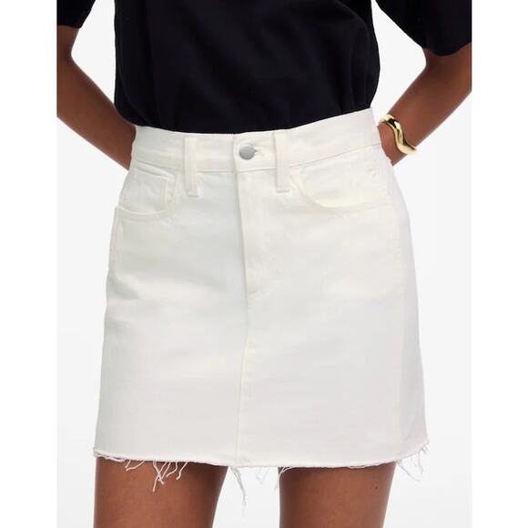 Madewell Raw-Hem Mini Skirt in Pure White Size 28 - Picture 1 of 8